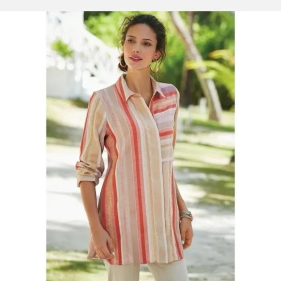 Soft Surroundings Tops - SOFT SURROUNDINGS NWT MADDELENA STRIPED TUNIC SHIRT S